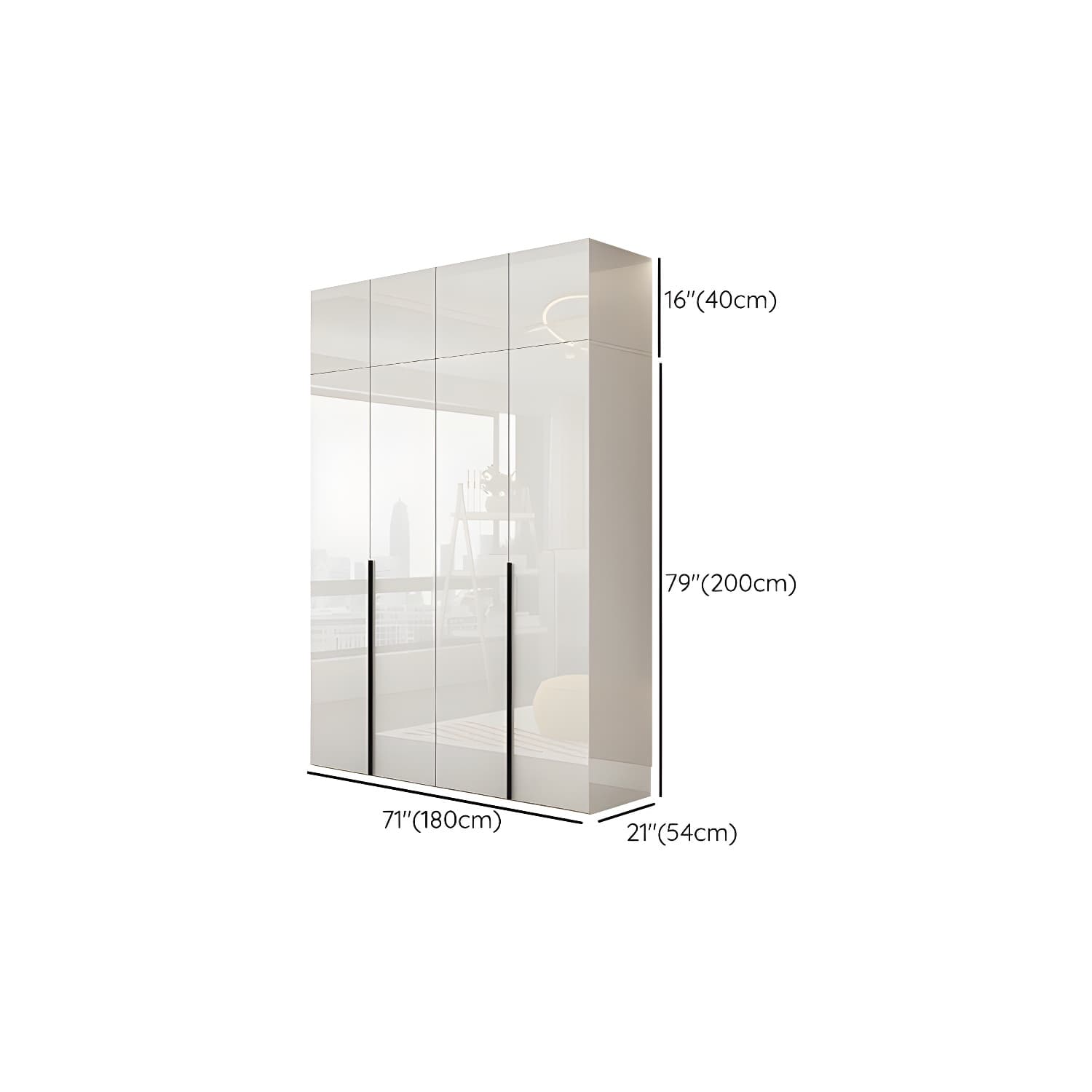 Hinged Wardrobe Armoire with Shelves White Wardrobe Closet for Home - image 26