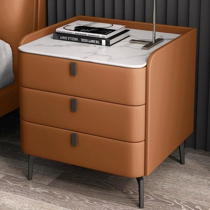 Modern Wooden 3-Drawer Nightstand Stone Countertop with Legs Partial Assembly Required - image 10