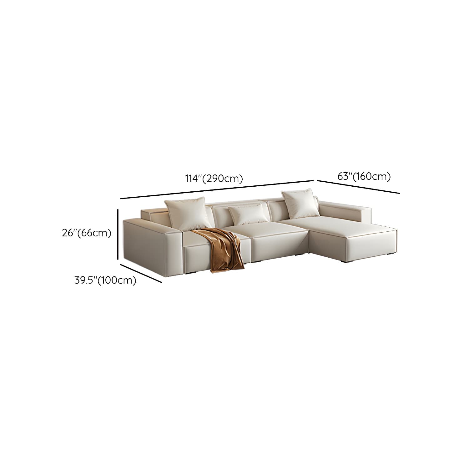 Modern Beige Pillow Back Sectional Sofa in Silicone Rubber with Wood Frame - image 17