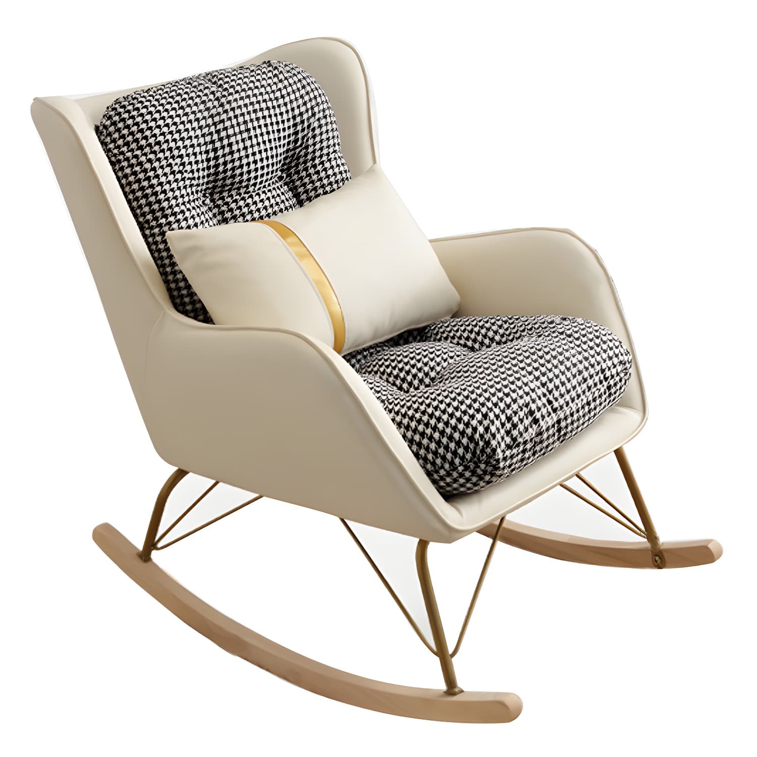 Contemporary Rocking Chair Rubber Wood Frame Wing Chair Back Indoor Rocking Chair - image 10