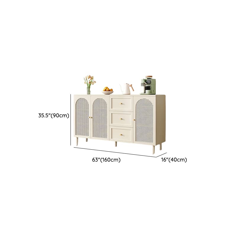 White Trendy Sideboard with 3 Drawers, Narrow/Standard Size, 3/6 Shelves, Lumber Countertop, and Glass-panel Door - image 19