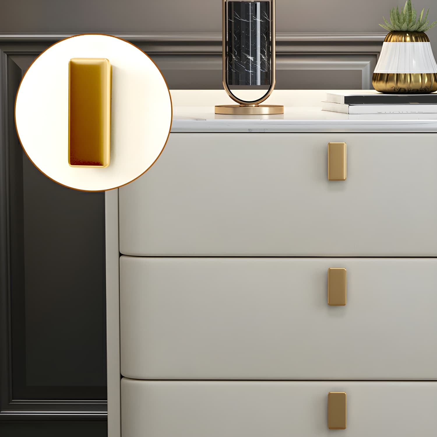 Glam Style Sintered Stone Top Drawer Storage Nightstand for Bedroom - image 26