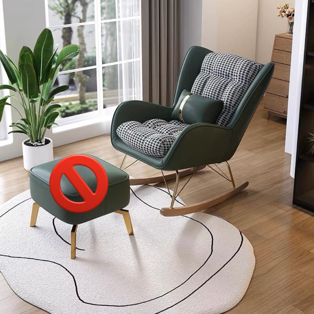 Trendy Cocoa/Lime Green/White Upholstered Rocking Chair Couch 2 Piece Set with Track Arm & Ottoman, Scratch-defiant - image 9