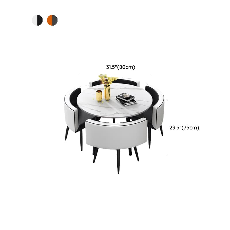 Stone Cushion Chair Dining Table Set with Back for 4 in Chalk - image 8