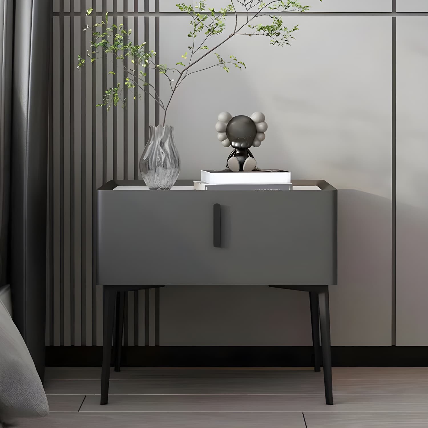 Contemporary 1 Drawer Accent Table Nightstand Antique Finish Bed Nightstand - image 3