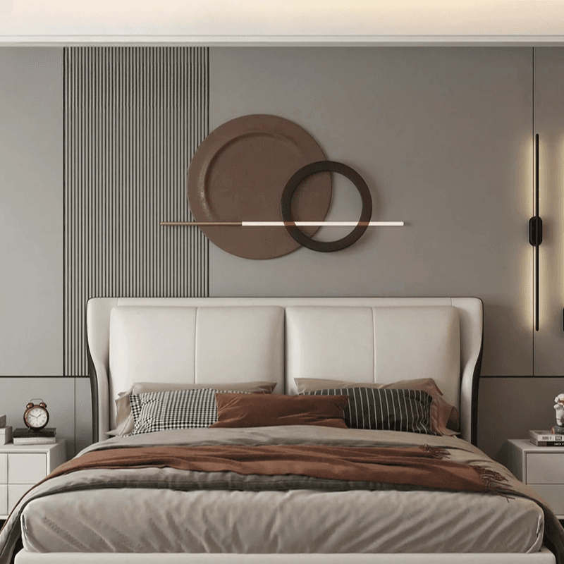 Trendy Wingback Headboard with No Distressing in Natural Wood, Rectangle Shape for Full/Queen Bed with Sponge Upholstery and Standard Height - image 10