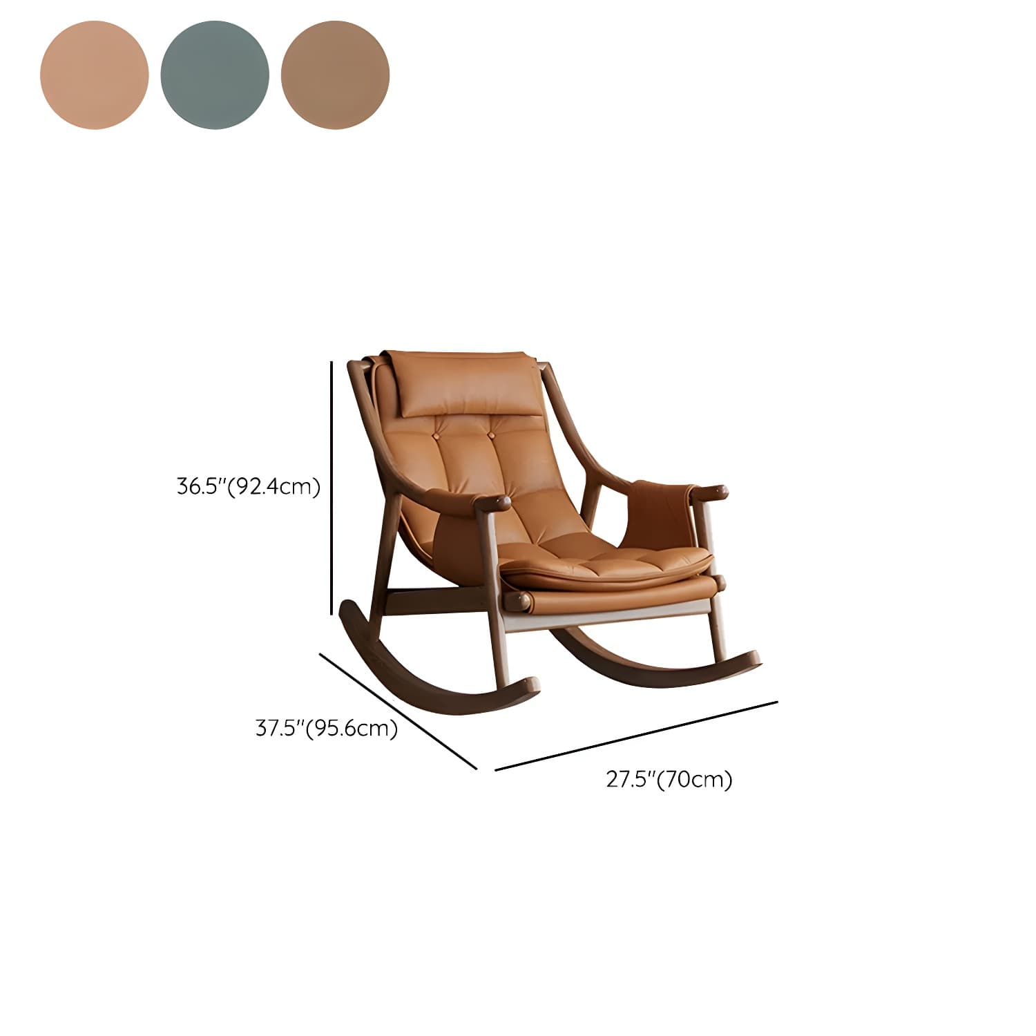 Mid-Century Modern Rocking Accent Chair in Solid Wood with Tufted Cushions - image 11