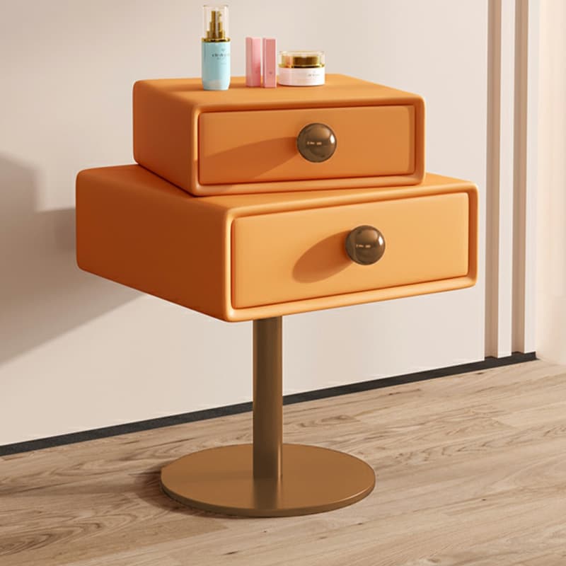 Modern Faux Leather Drawer Storage Nightstand in Narrow for Bedroom - image 9