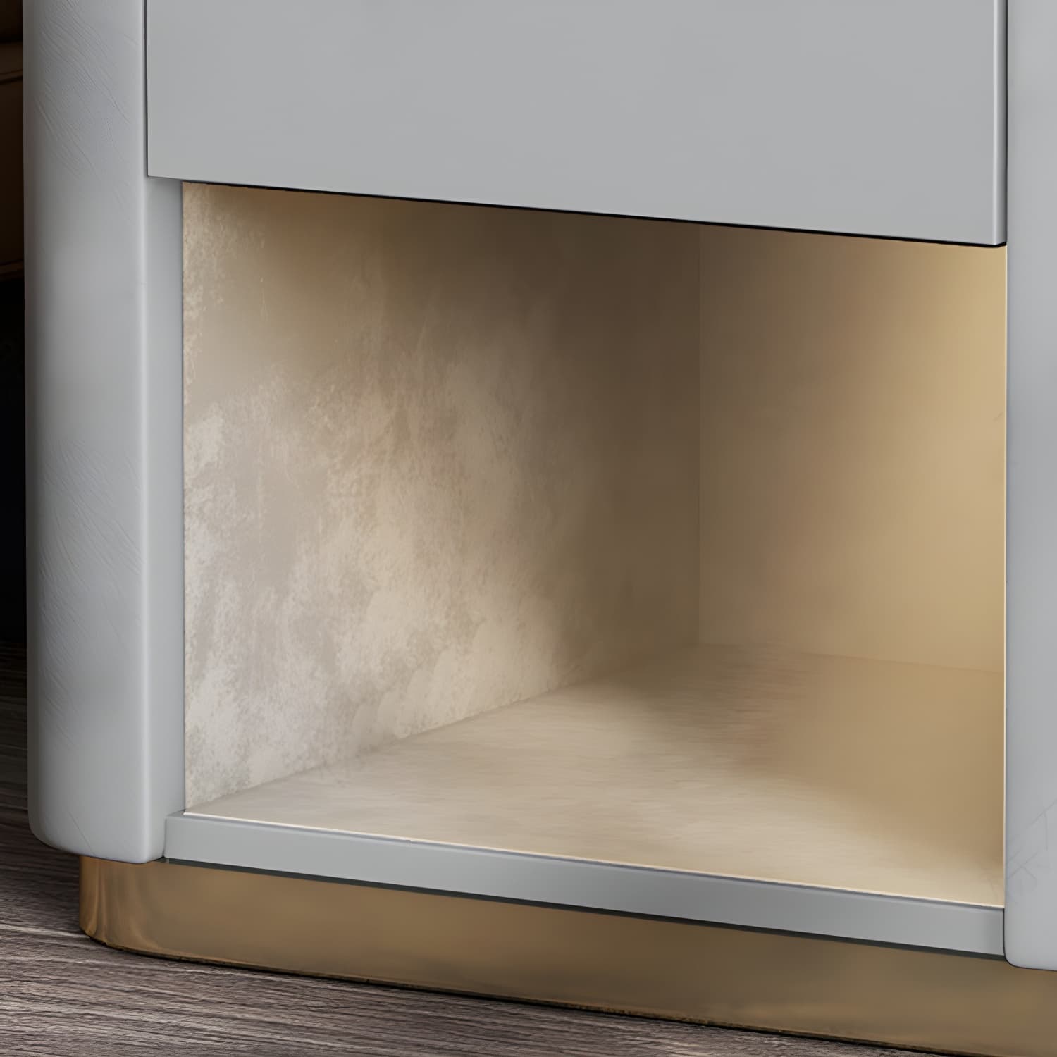 Contemporary Stone Top 1-Drawer, 1 Shelf Nightstand 21.65" Tall Nightstand - image 9