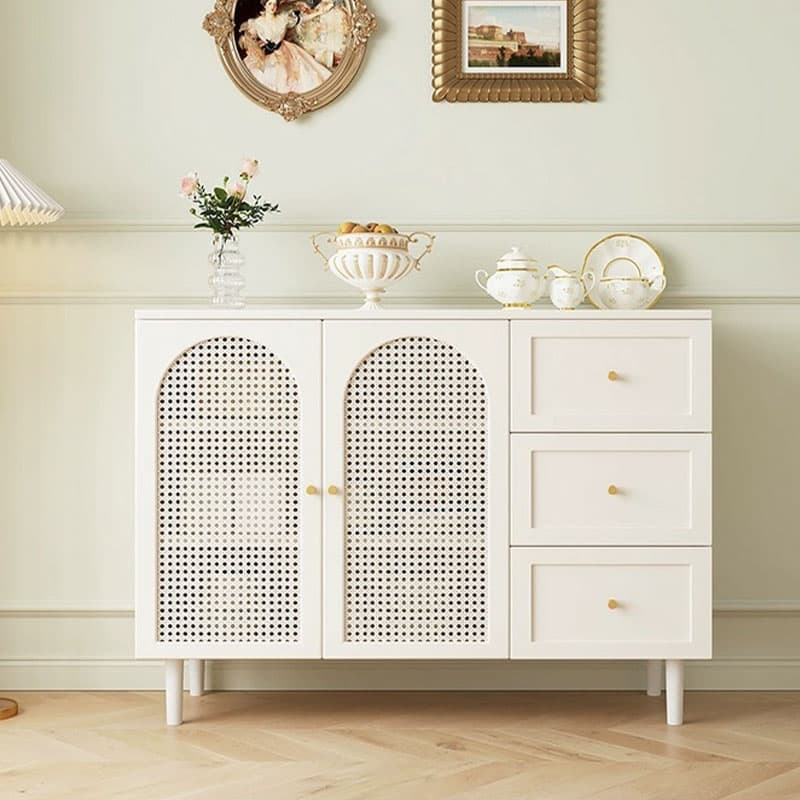 White Modern Manufactured Wood Buffet Server for Living Room