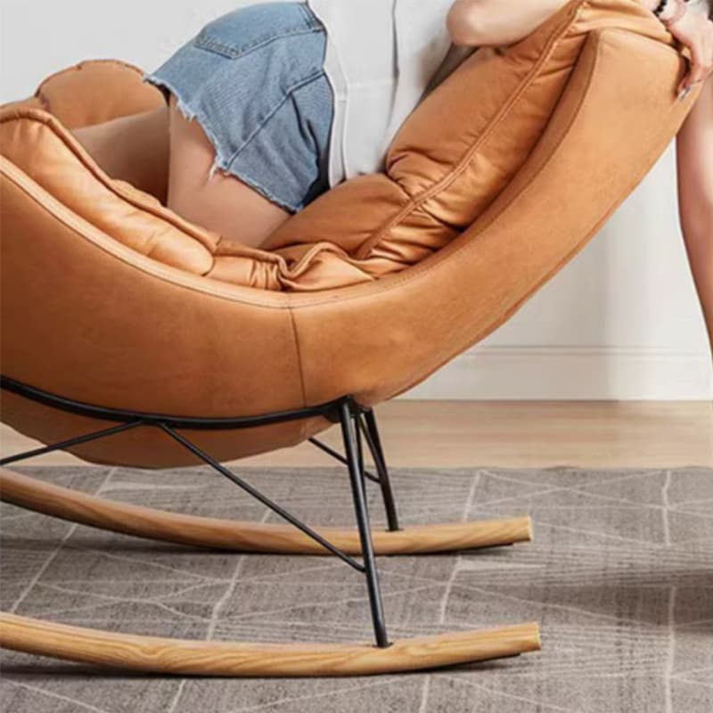 Comfortable Upholstered Rocking Chair with Natural Wood Legs - Perfect for Stylish Home Decor - image 12
