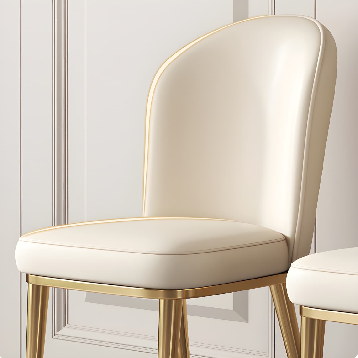 Glam Style Side Chair Leather Gold Frame Dining Chair for Home - image 22