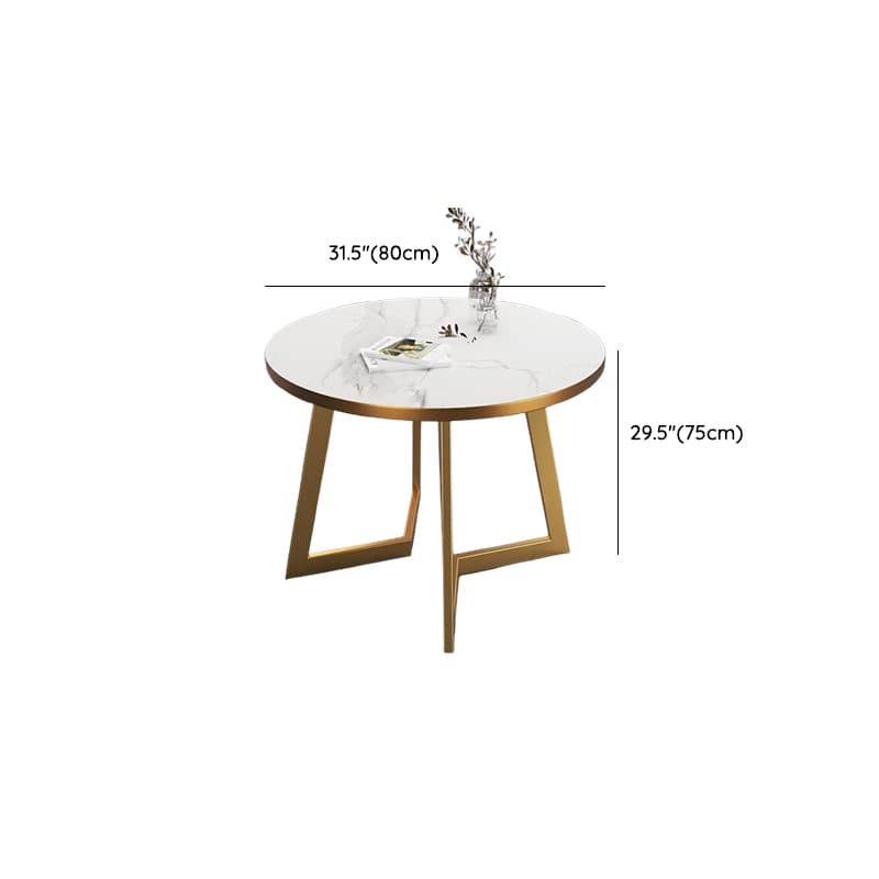 Luxurious White Rectangular/Circular/Square Reclaimed Wood Standard Height Fixed Dining Table with Golden 4 Legs for 2 People/4 People - image 16