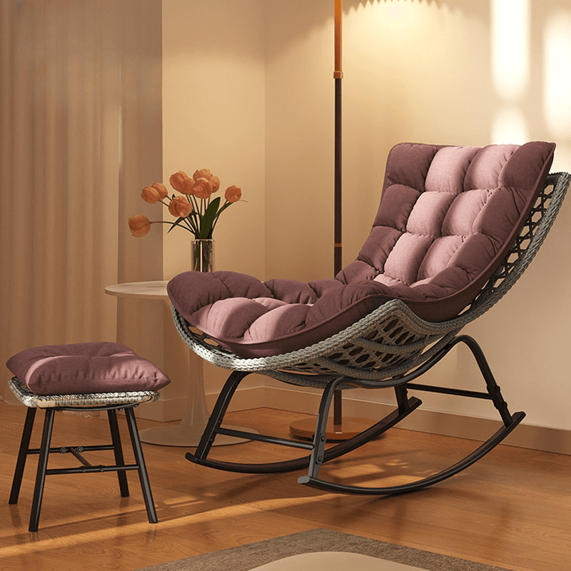 2 Piece Set/1 Piece Set Cushioned Rocking Chair with Ottoman in Resin with Rear in a Modern Simple Style - image 6