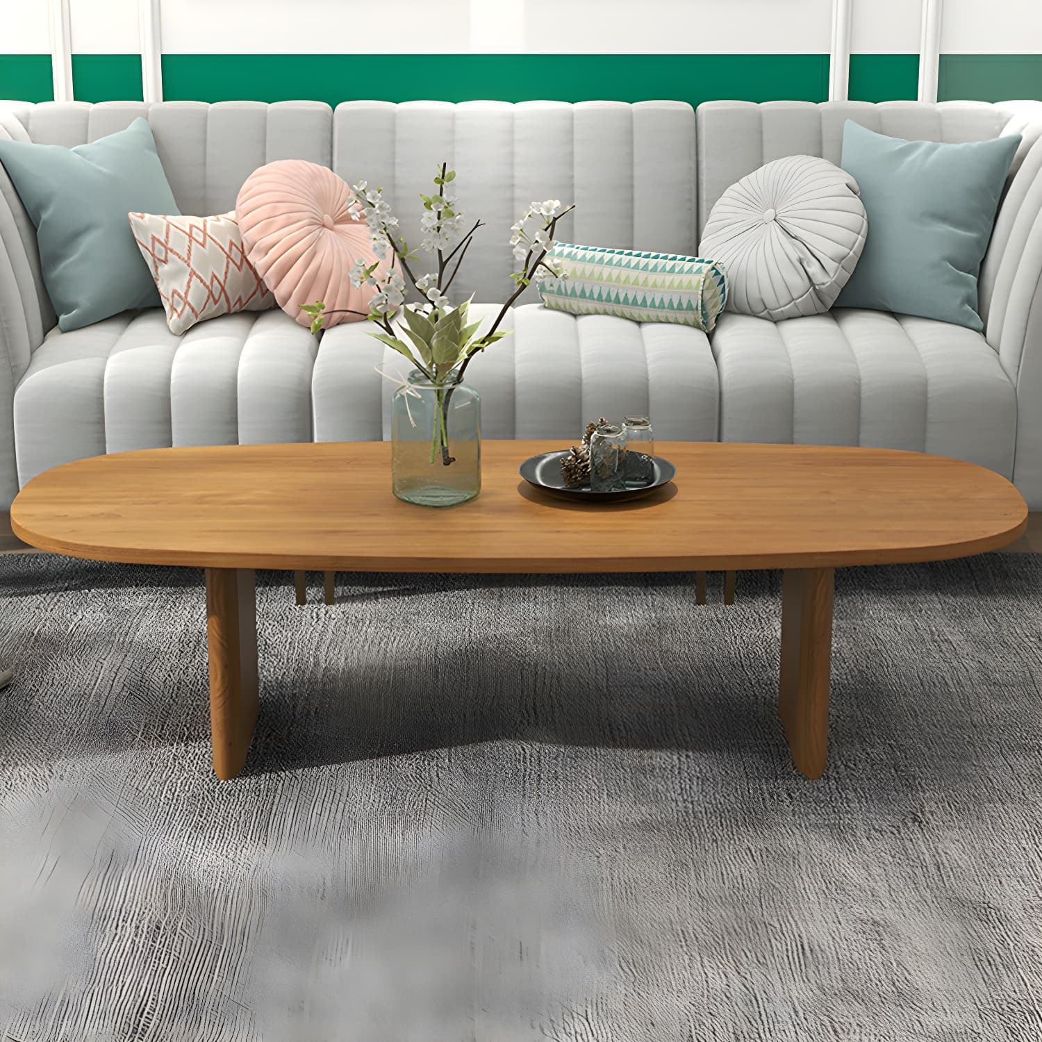Rectangular Modern Coffee Table with Wood Base - Non-Upholstered - image 17
