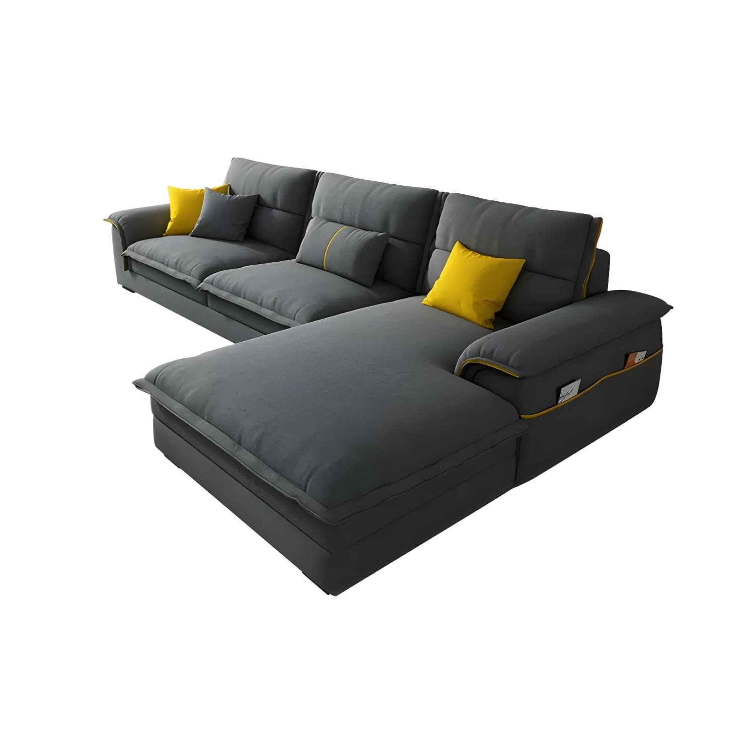 Modern Gray Cotton and Linen Sectional Sofa with Wood Frame and Storage Included - image 13