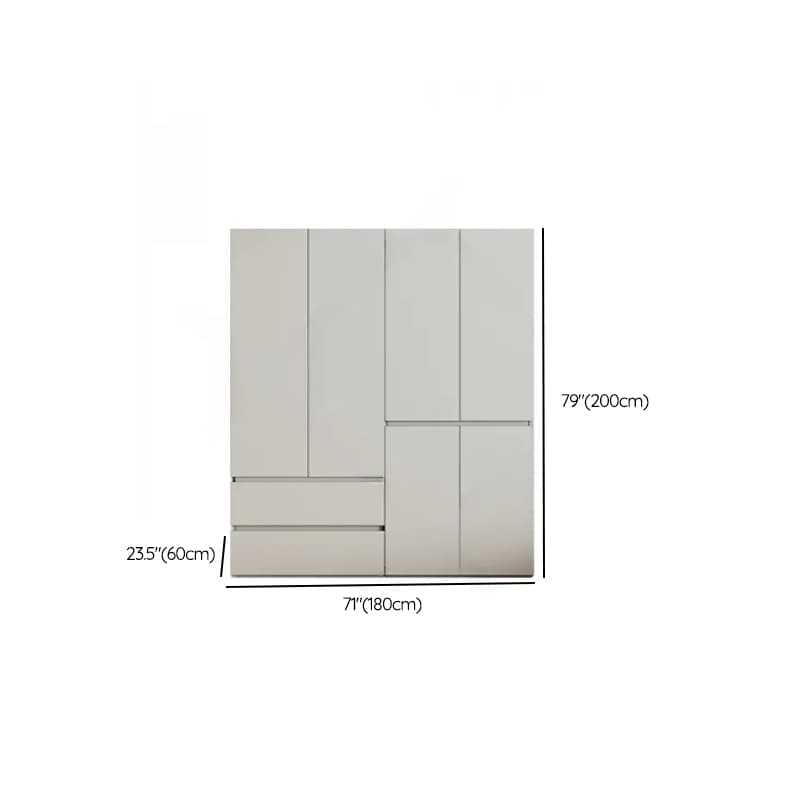 Cream Trendy Reclaimed Wood Wardrobe Armoire with Soft Close Drawer, Soft Close Door, Interior Shelves, and Clothing Rod - image 48