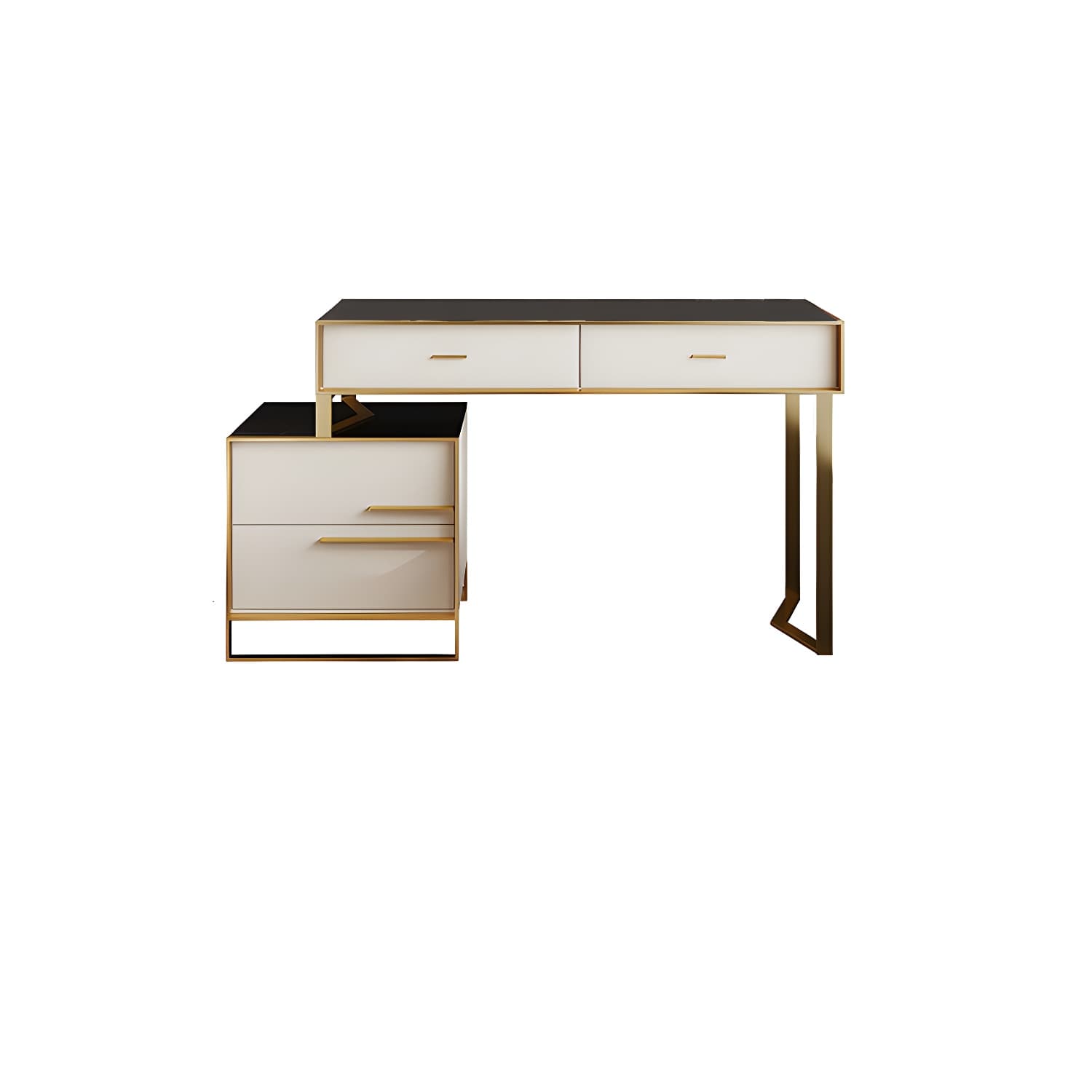 Luxurious Metal Make-up Vanity 4 Solid Wood Drawers Dressing Table