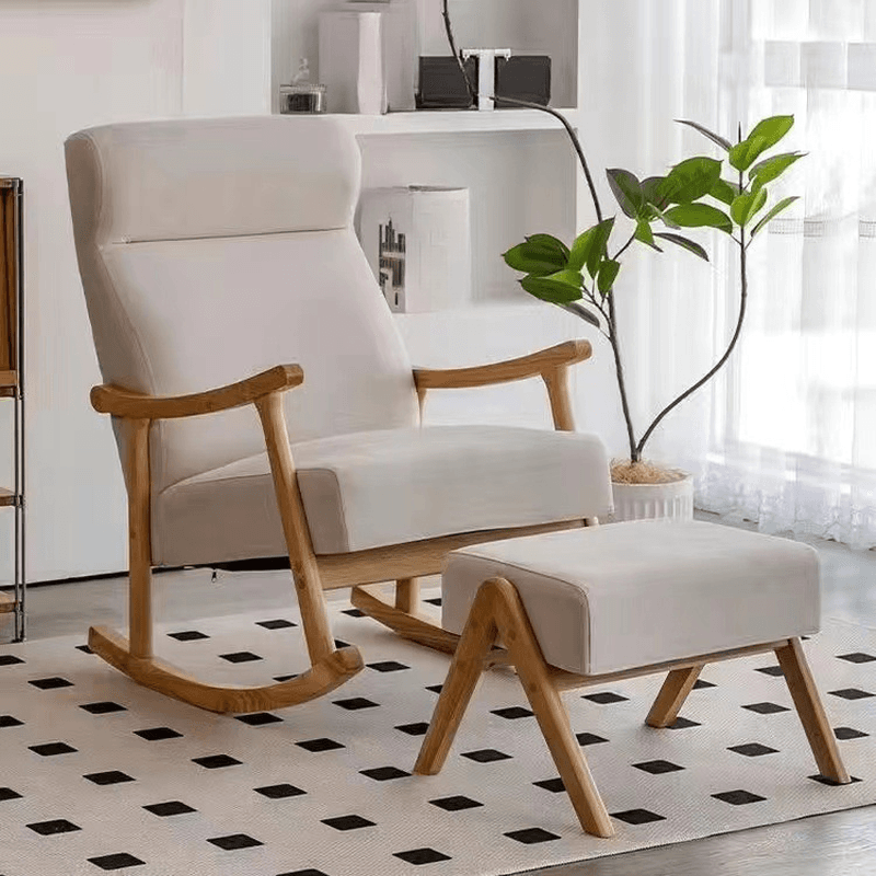 Modern Simple Style Wood Rocking Chair Couch with Cushioned Track Arm - image 13