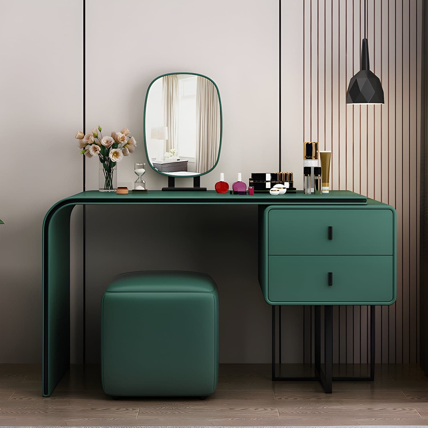 Glam Vanity Dressing Table Bedroom Makeup Counter with Makeup Table and Stool - image 3