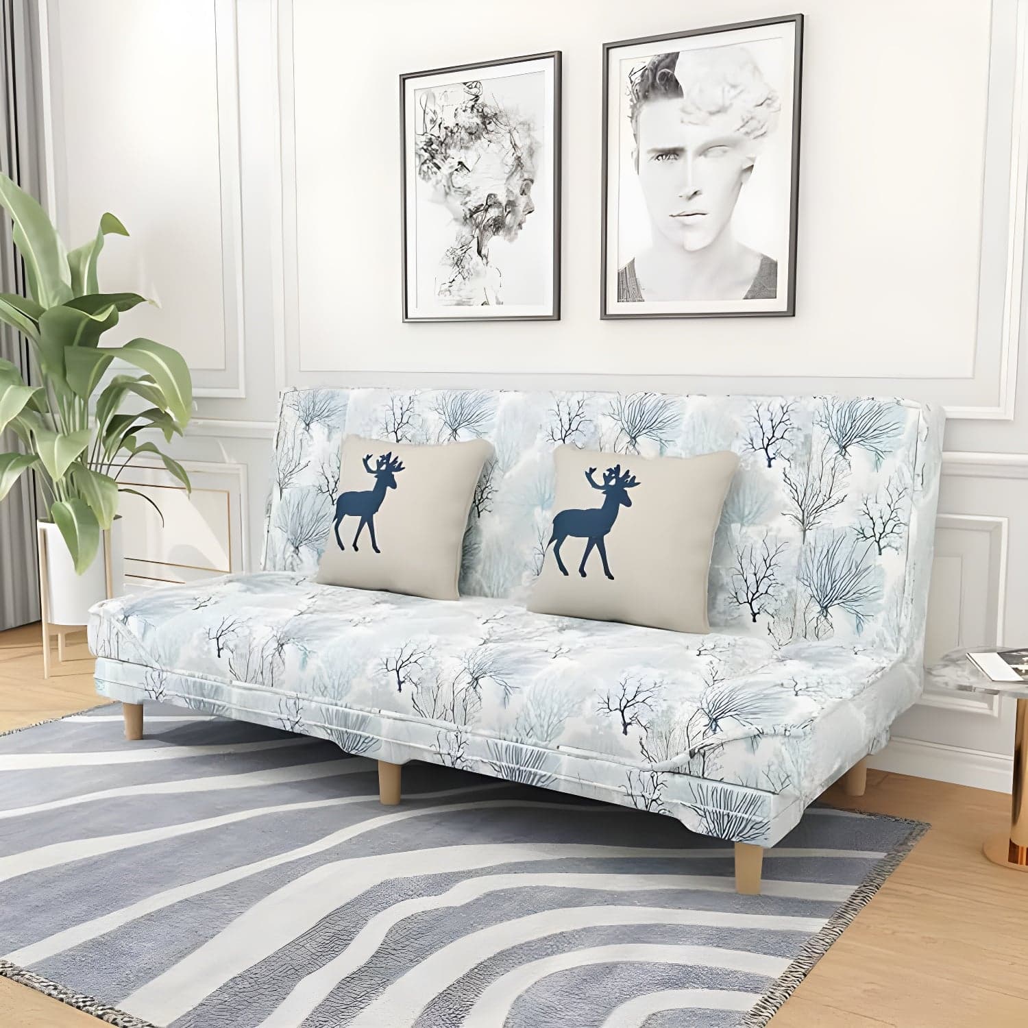 Convertible Armless Sofa 48"W Modern Sofa with Cotton Blend for Living Room - image 11