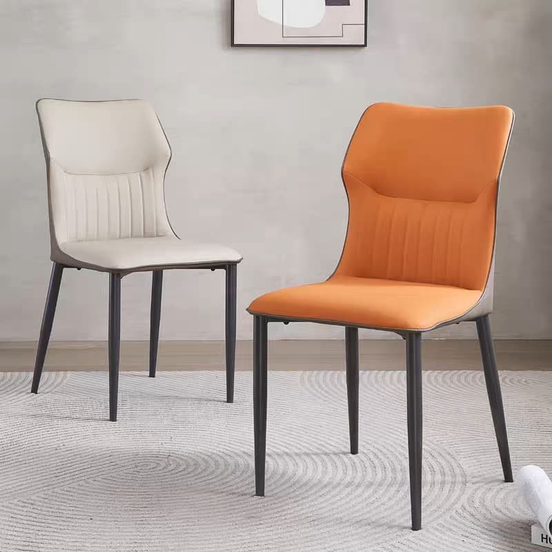 Minimalist Side Chair with Closed Back, Padded Upholstery, and Ink Metal Legs - image 6