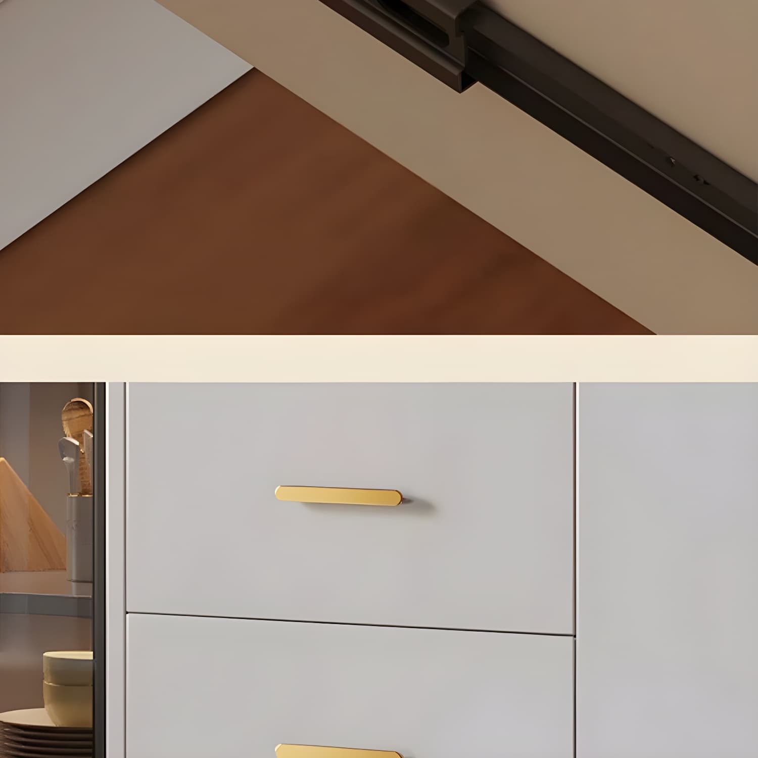 Glass Door Modern Wooden Kitchen Sideboard with Adjustable Shelving - image 9