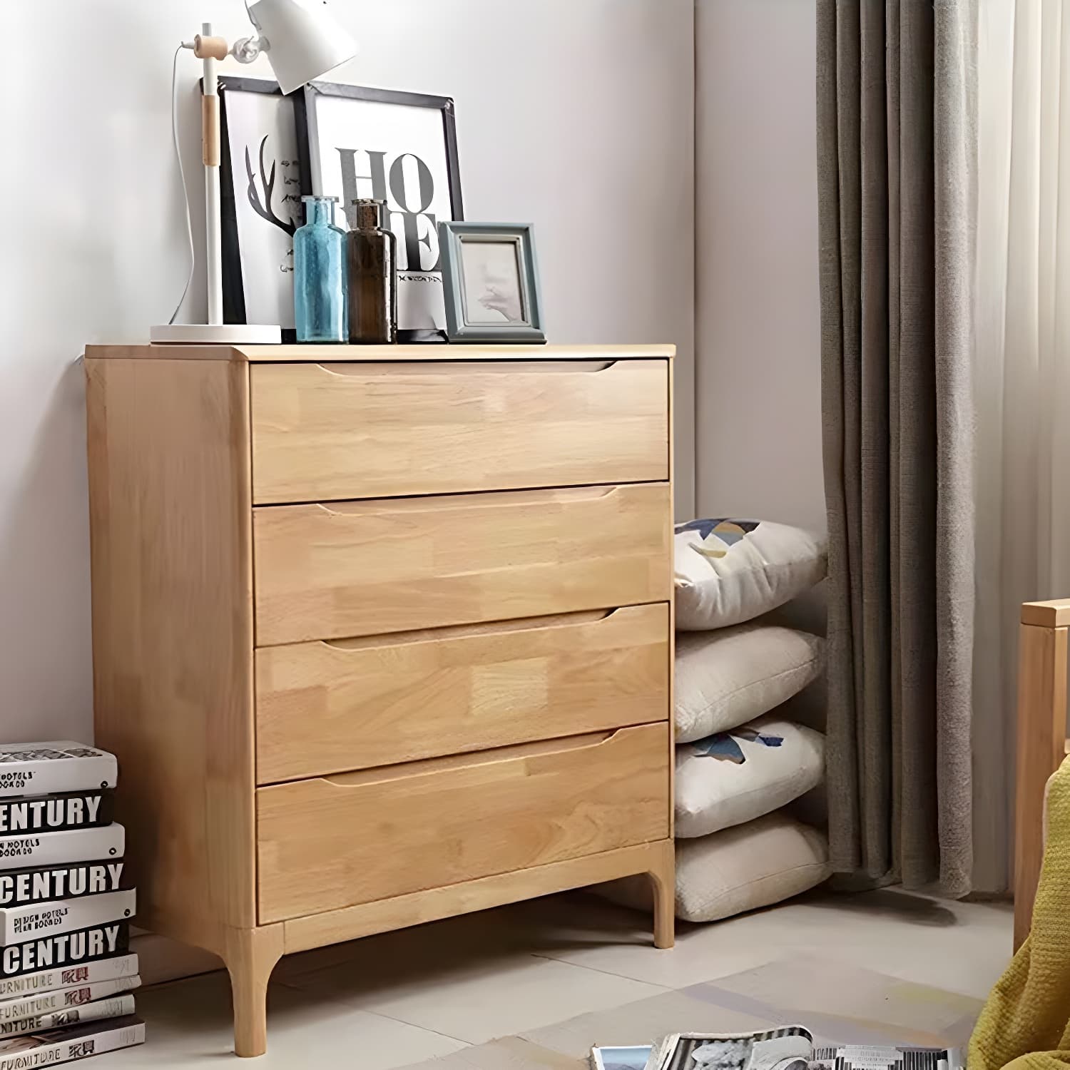 Rectangular Rubberwood Chest Mid-Century Modern Accent Chest - image 10