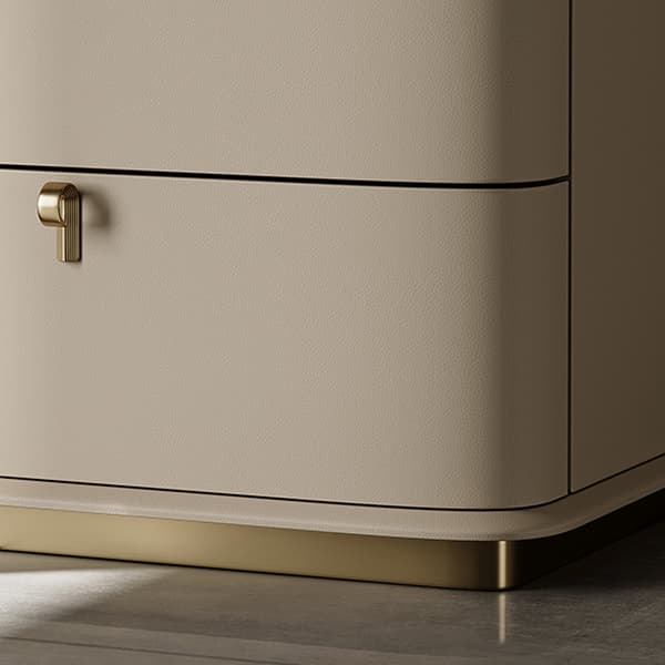 Modern Faux Leather Drawer Storage Nightstand with Stone Table Top - image 16