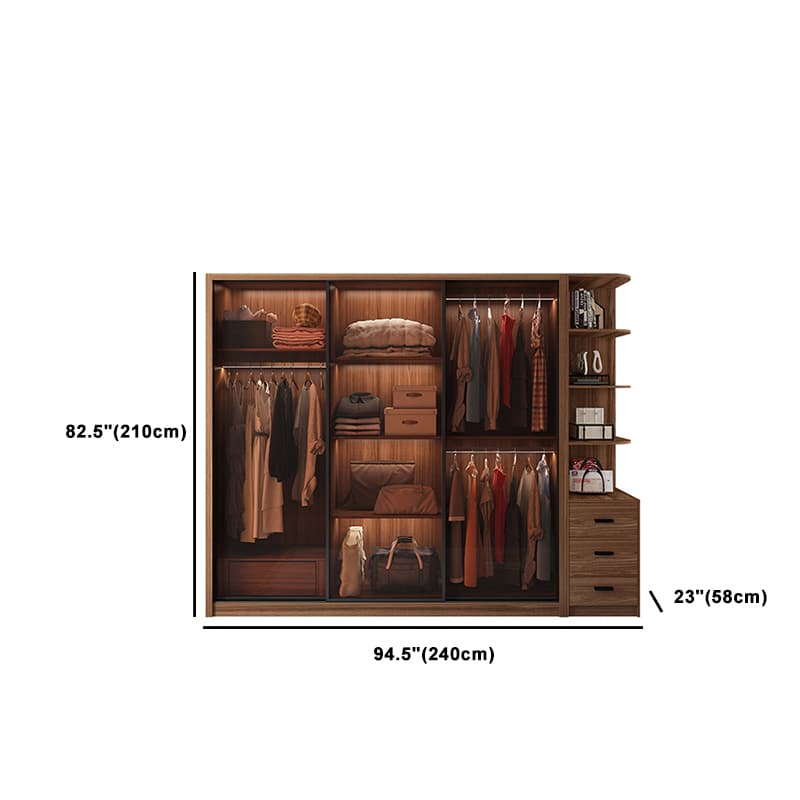 Simple Unfinished Color Wooden Wardrobe Armoire with Hanging Rod, Interior Shelves, Soft Close Drawer & Soft Close Door - image 22
