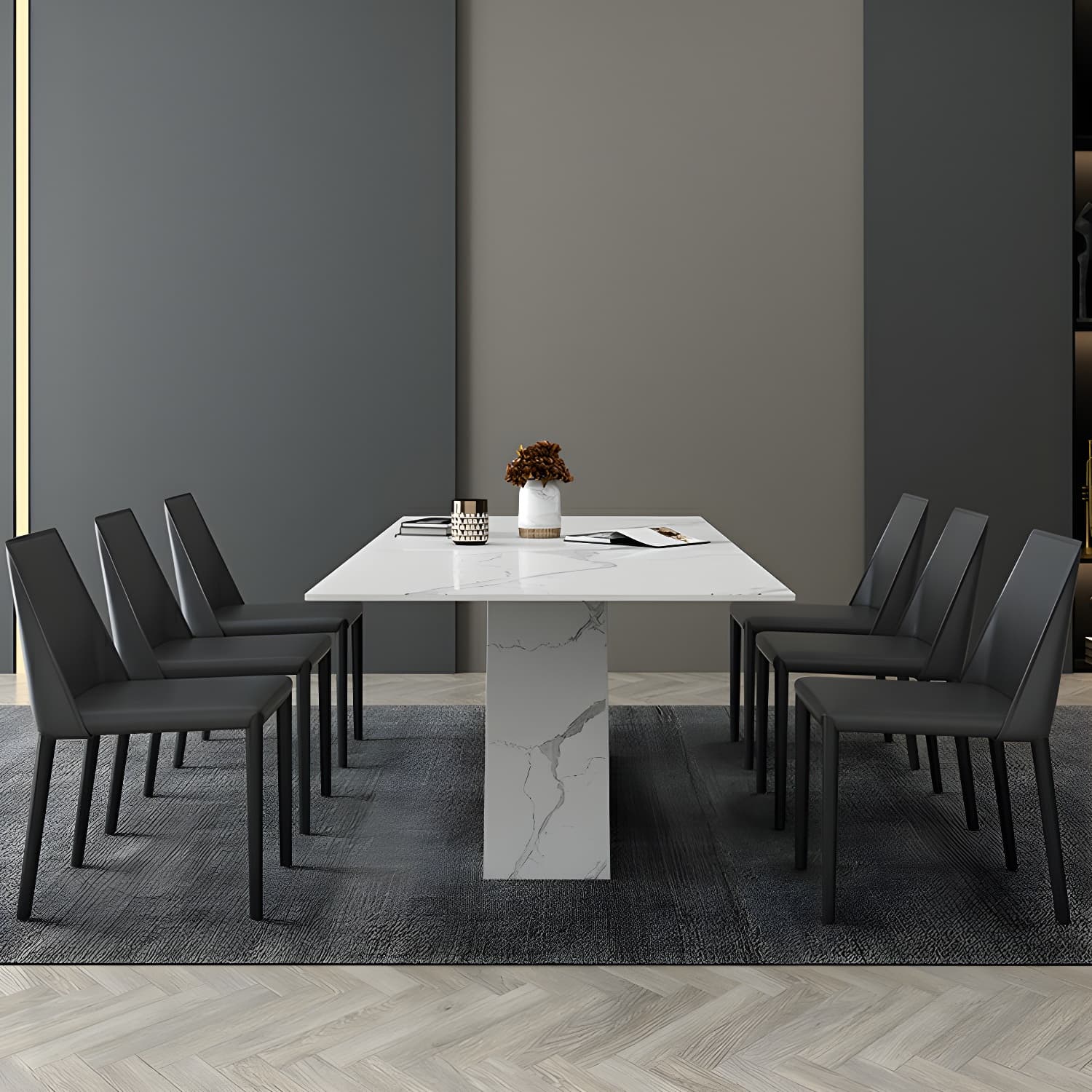 Contemporary 1/2/3/4/5/6/7 Pieces Dining Set Rectangle Dining Table Set - image 3