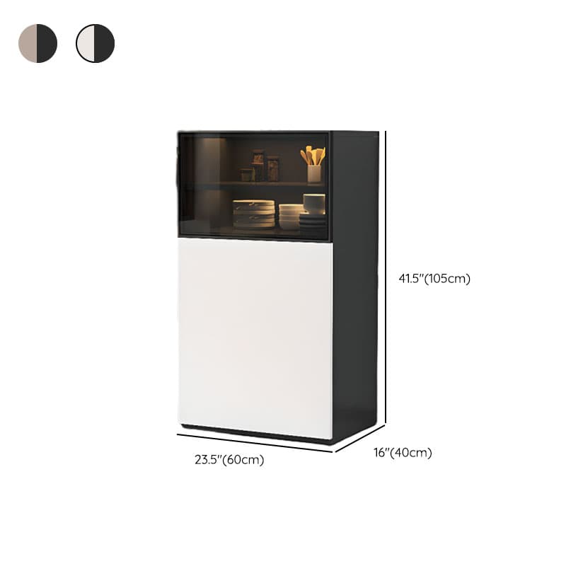 Simplistic Manufactured Wood Narrow/Standard Server/Sideboard with Cupboard, Five Internal Shelves/Six Internal Shelves, Pantry Hutch, Glass Doors - image 9