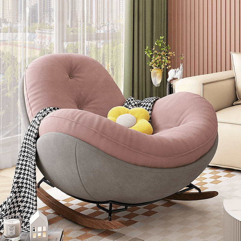 Casual Chalk/Olive Green/Rose Upholstered Living Room Rocking Chair, with Cushioned - image 8