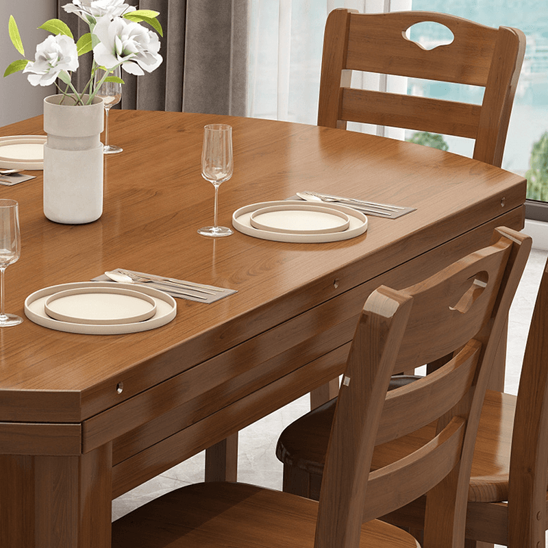 Oval Rubberwood Dining Table Set, Seats 6, Copper/Natural Finish - image 4