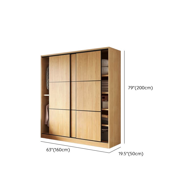 Natural Finish Modern Timber Self-supporting Wardrobe with Soft Close Drawer, Soft Close Door, and Clothing Rod - image 9