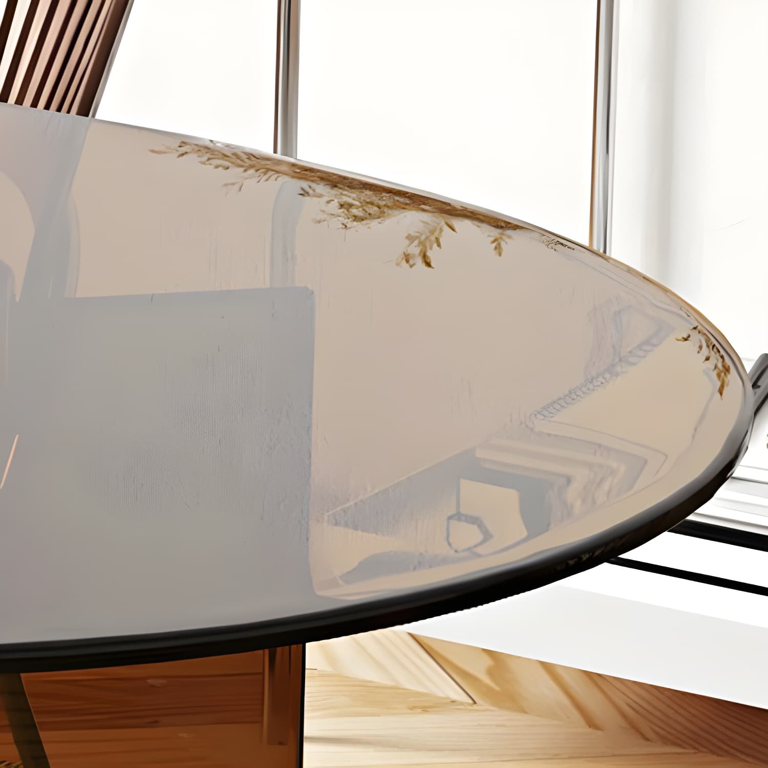 Glass Modern Top Space Saving Dining Table with Double Pedestal - image 6