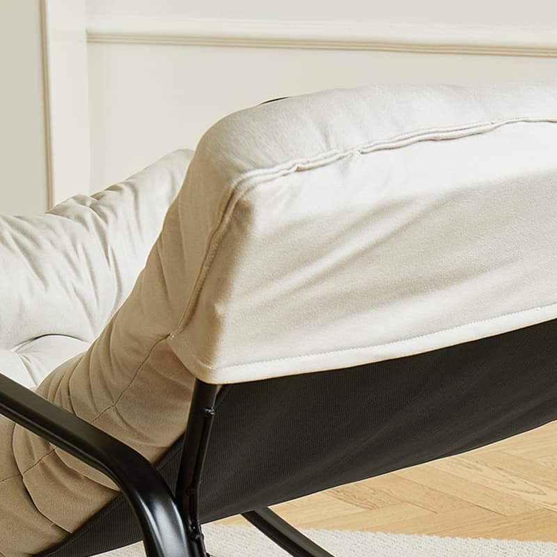 Chic Upholstered Indoor Rocking Chair with Modern Black Metal Legs - image 16