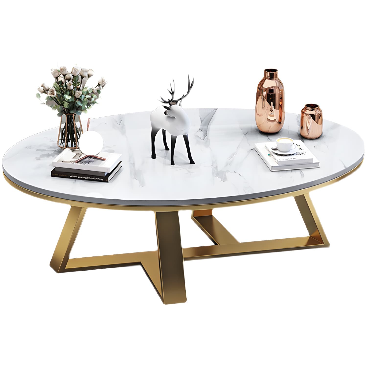 Slate Oval Coffee Table Minimalist Coffee Table for Living Room - image 6