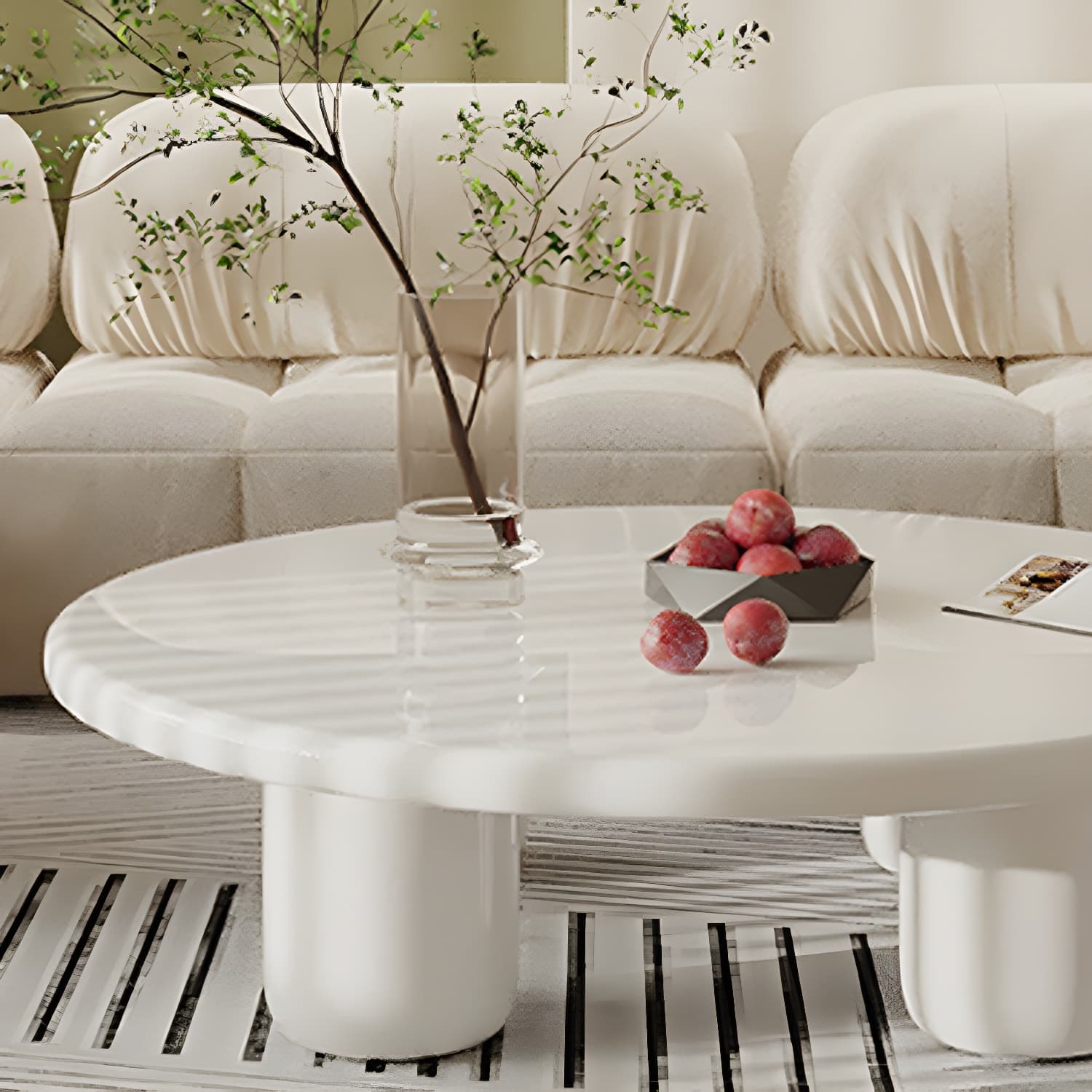 Scandinavian 4 Legs Coffee Table Round 1 Single Cocktail Table - image 7