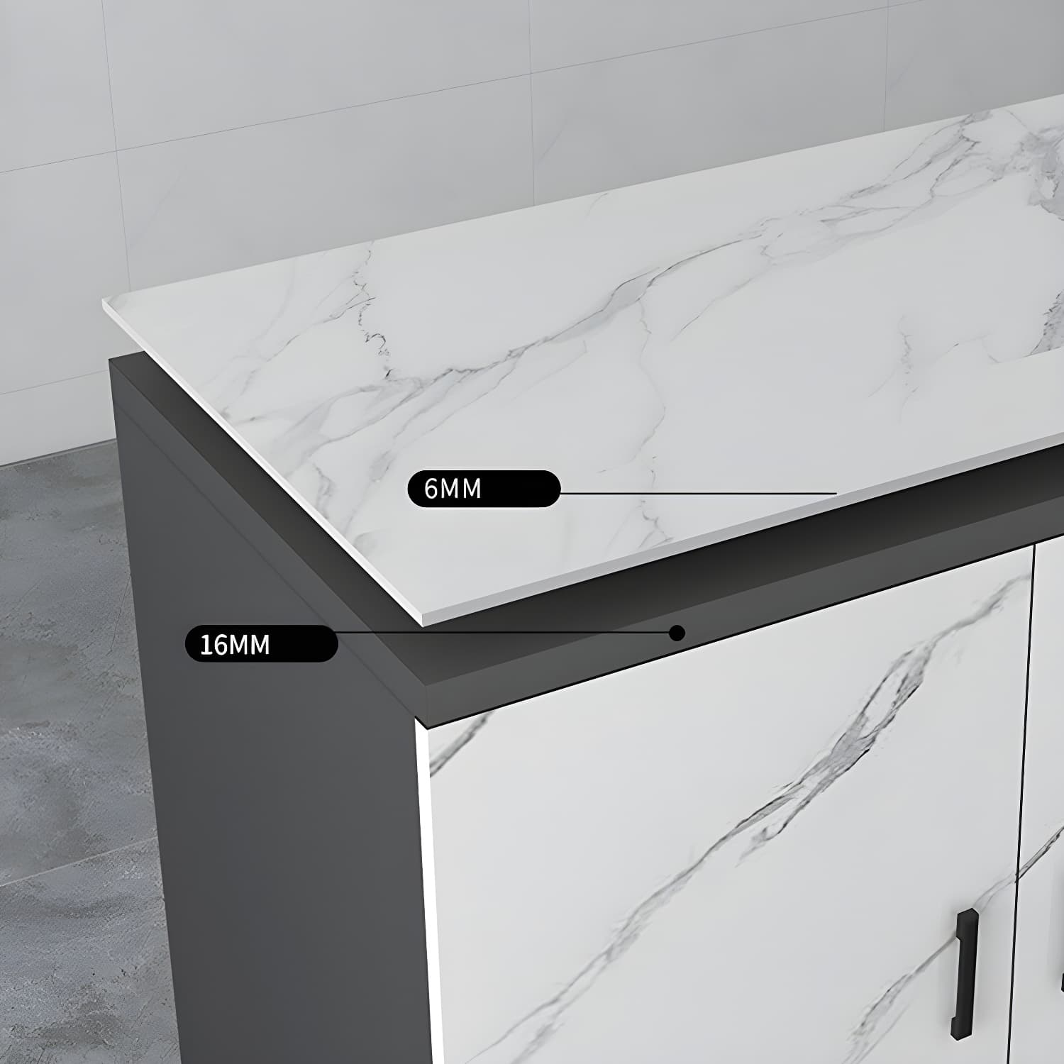 White Modern Wood Server with Stone Countertop and Cabinet Included - image 7
