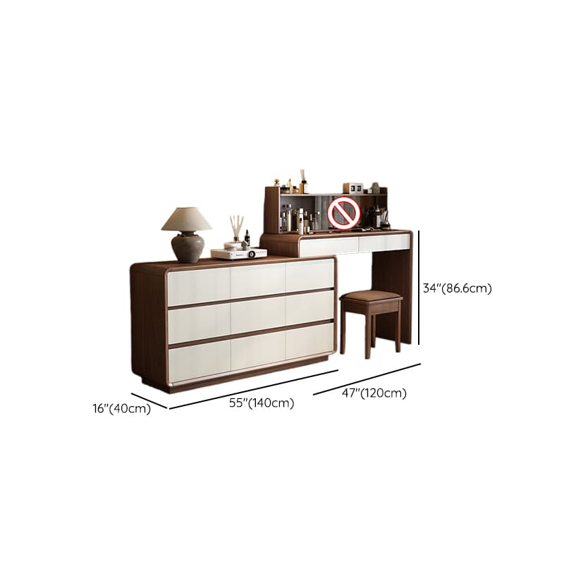 Simplistic Large Vanity Set with Rubberwood Table Top and Auburn Seat, Featuring 8/11/5 Drawers, No Suspension - image 10