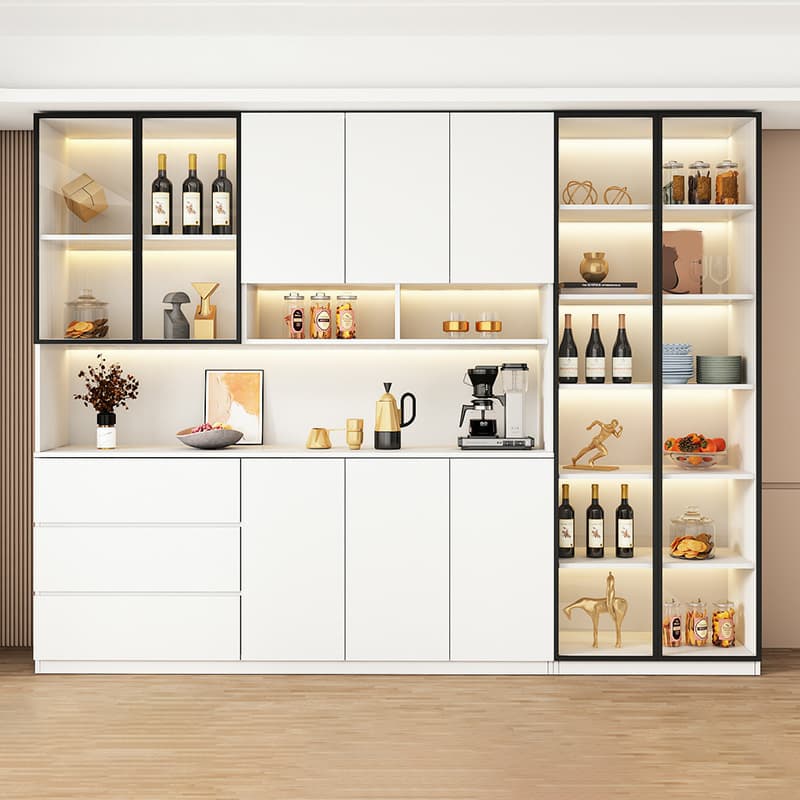 Modern White Wood Sideboard/Credenza 40cm Wide 220cm Tall