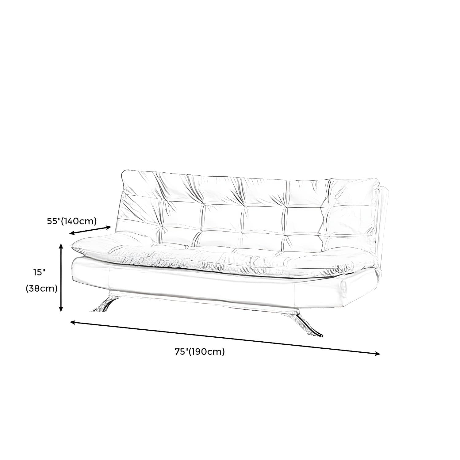 Armless Sofa Chaise Square Seating Settee for Living Room Bonus Room - image 19