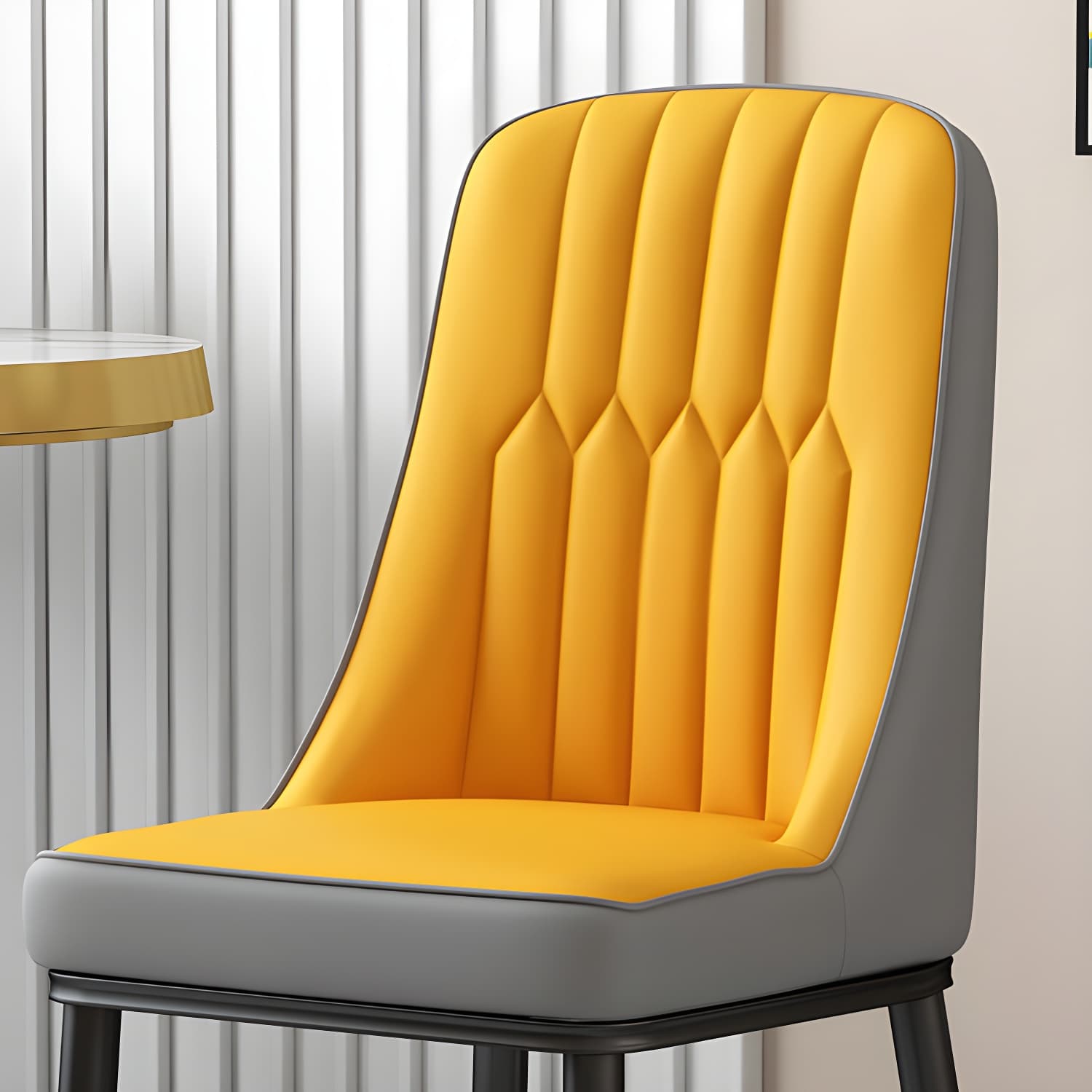 Glam Parsons Dining Side Chair Leather Indoor Dining Chair with Metal Legs - image 18