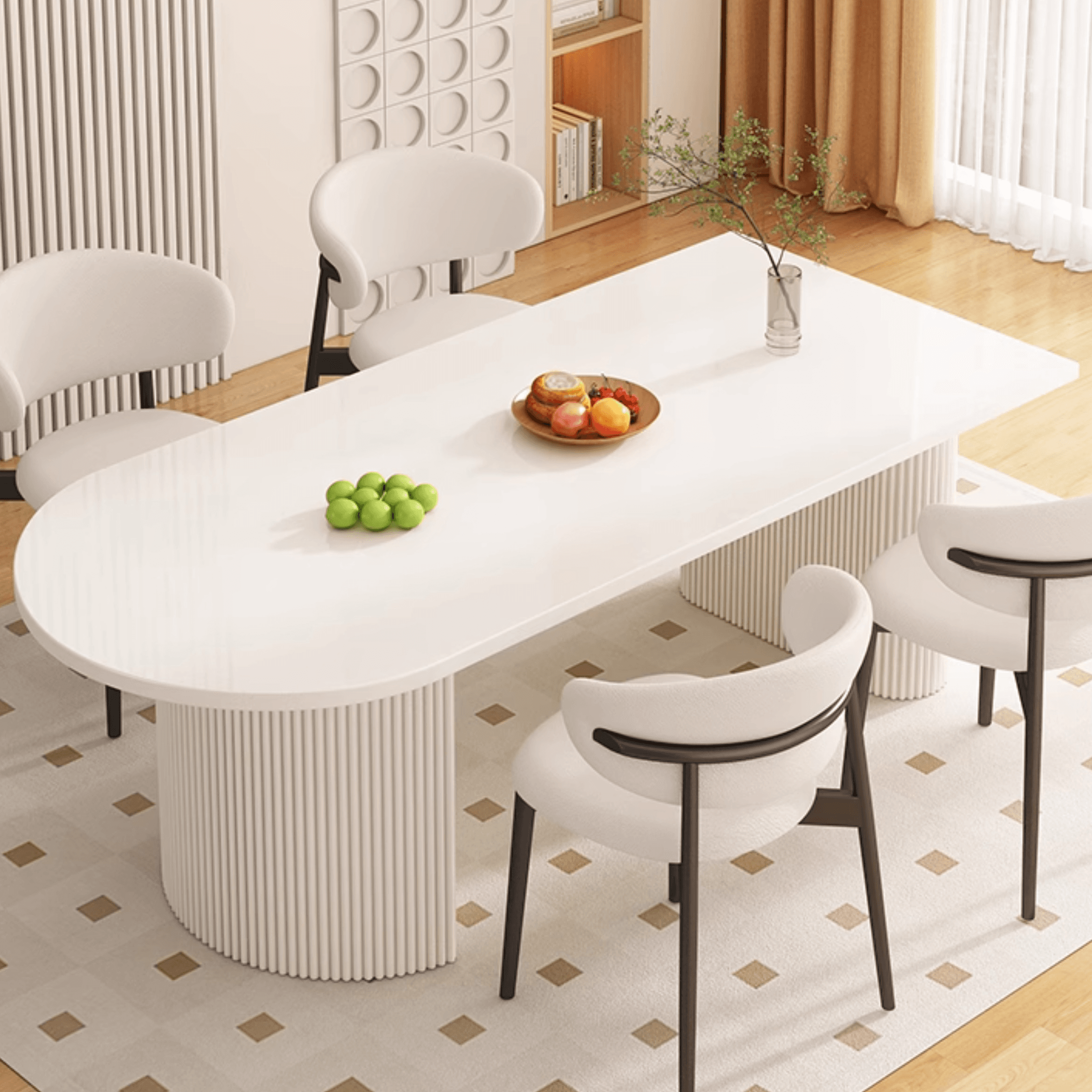 Chalk Art Deco Dining Table with Slate Stone Top, Standard Height, Fixed Table for Seats 4/6 People - image 5