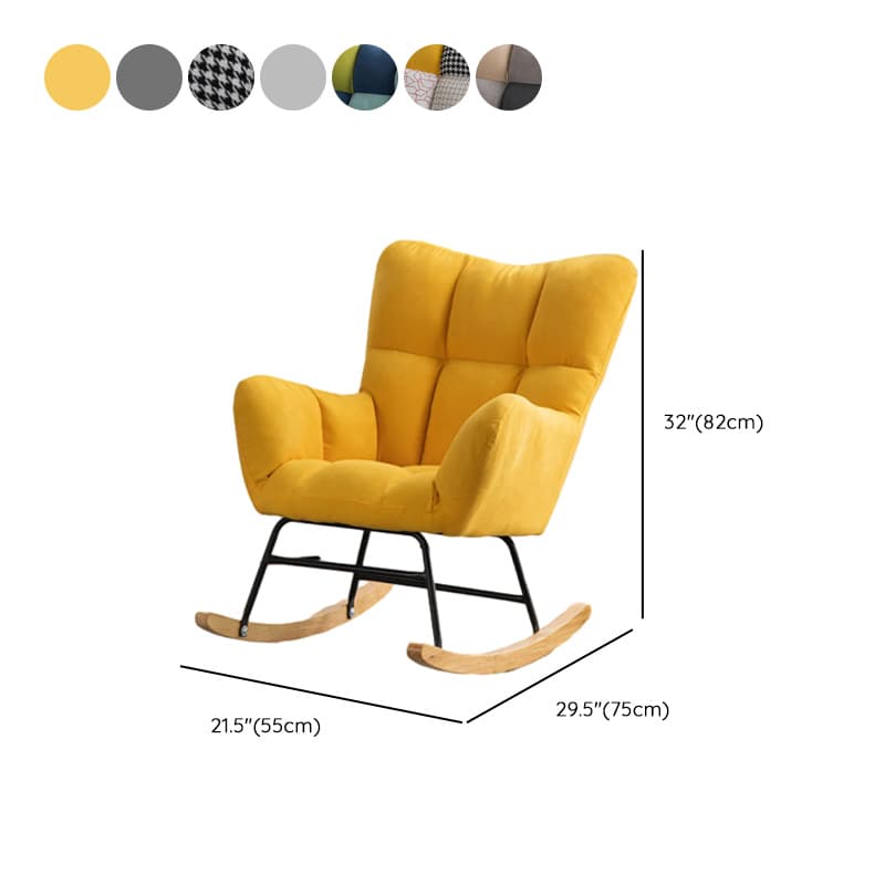 Midnight Black/Olive Green/Lemon Color Ergonomic Stationary Rocking Chair Couch with Rear & Round Arm - image 28