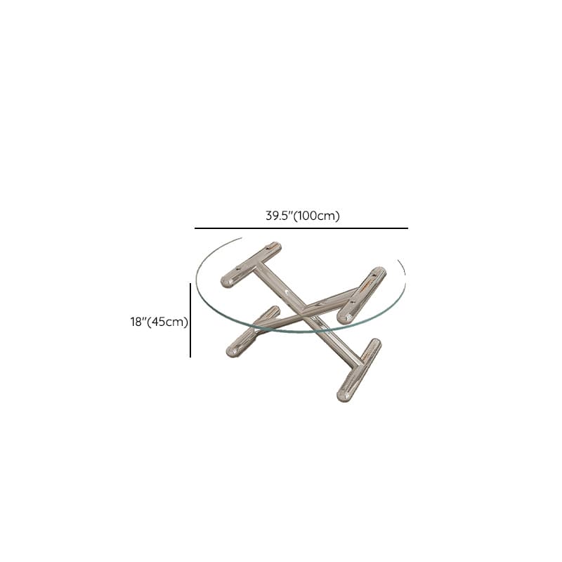 Sleek Silver Stainless Steel Coffee Table with Tempered Glass Top - image 16