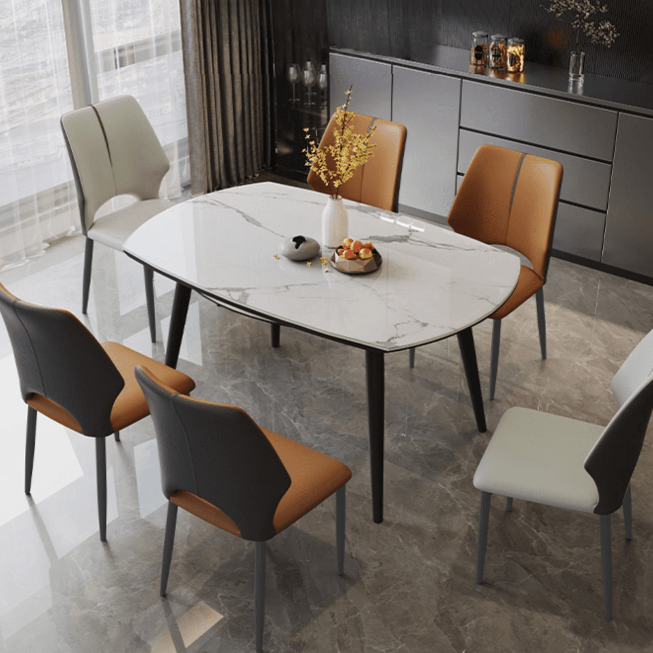 Trendy Winged-back Side Chair in Pu Leather with Midnight Black Alloy Legs, Secure and Stylish - image 10
