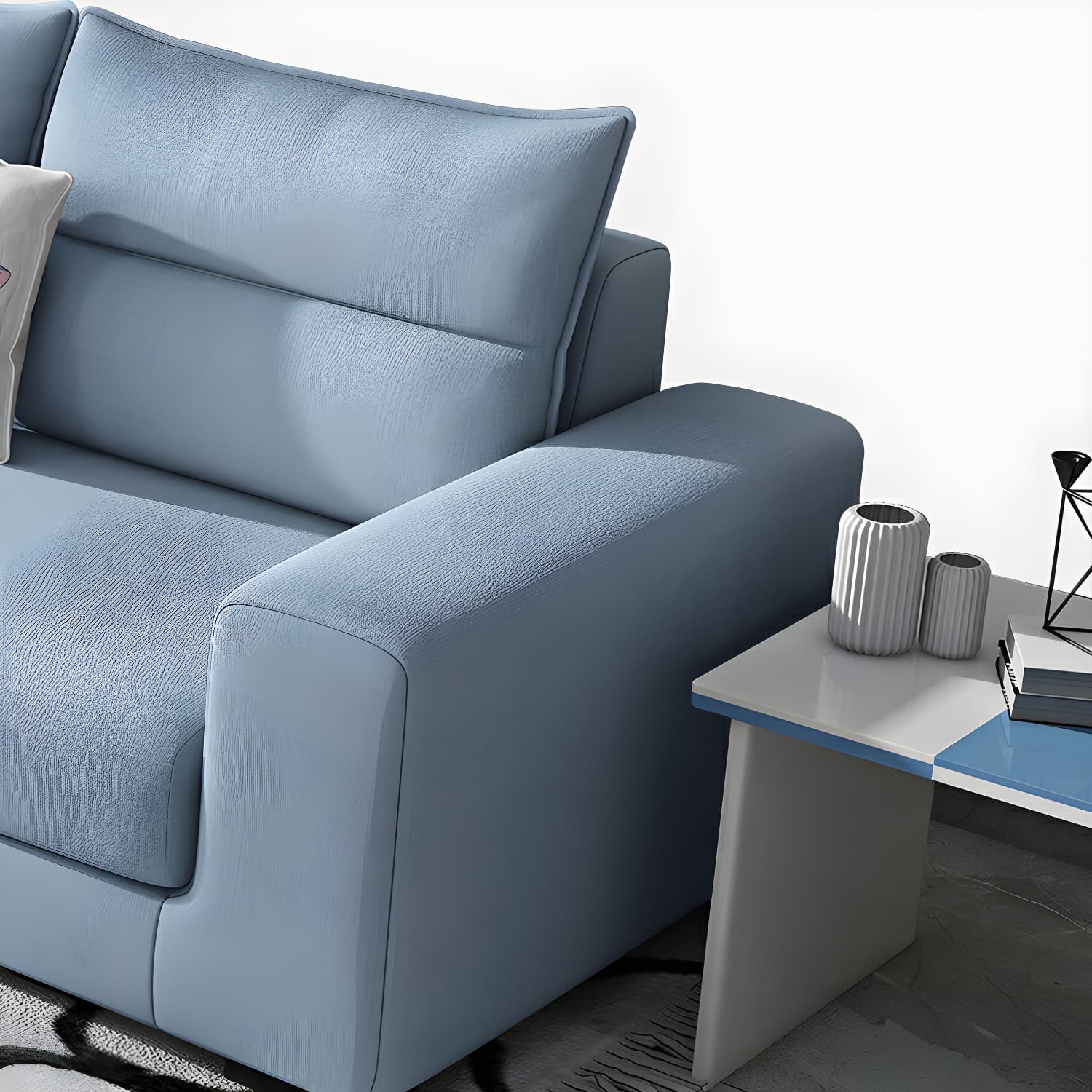Modern Reversible L-Shape Sectional Sofa with Square Arm and Black Legs - image 19