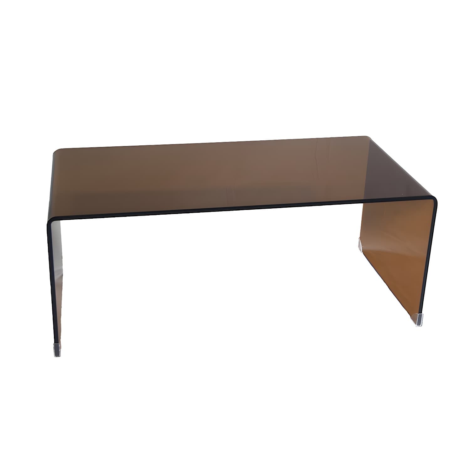 Brown Glass Sled Coffee Table Modern Rectangular 1 Single Cocktail Table - image 10